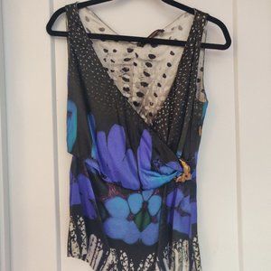 Roberto Cavalli silk charmeuse sleeveless v-neck top